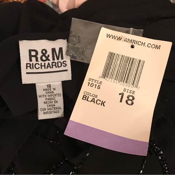 RM Richards Sheer Black Beaded Open Front Jacket NEW Size 18 2X Elegant Glamour - Picture 4 of 13